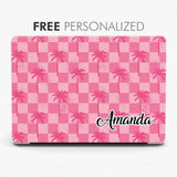 Summer Vibes Pink Checkerboard Personalized MacBook Case Laptop Case
