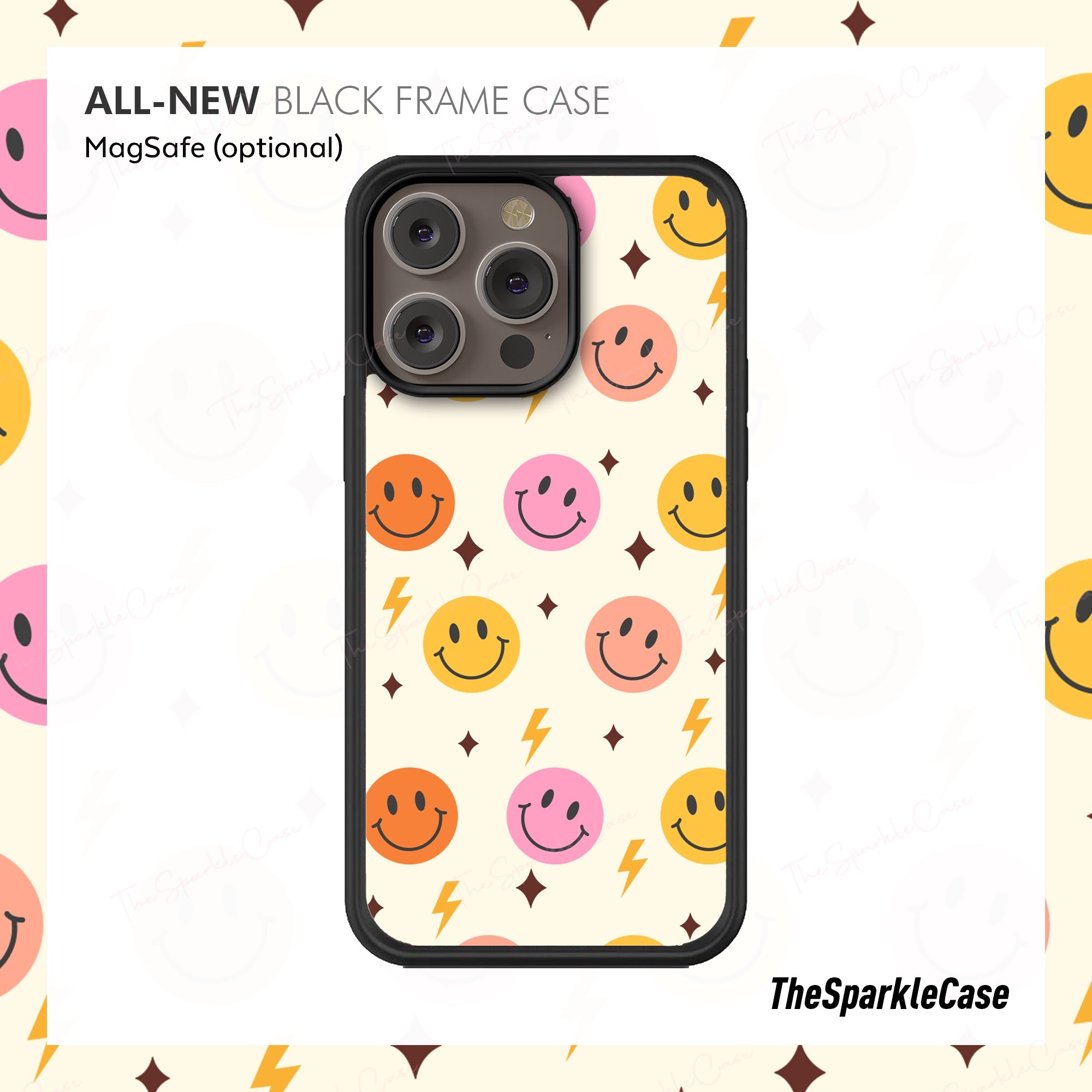 Retro Faces Smiley ALL-NEW Black Frame case, MagSafe Case