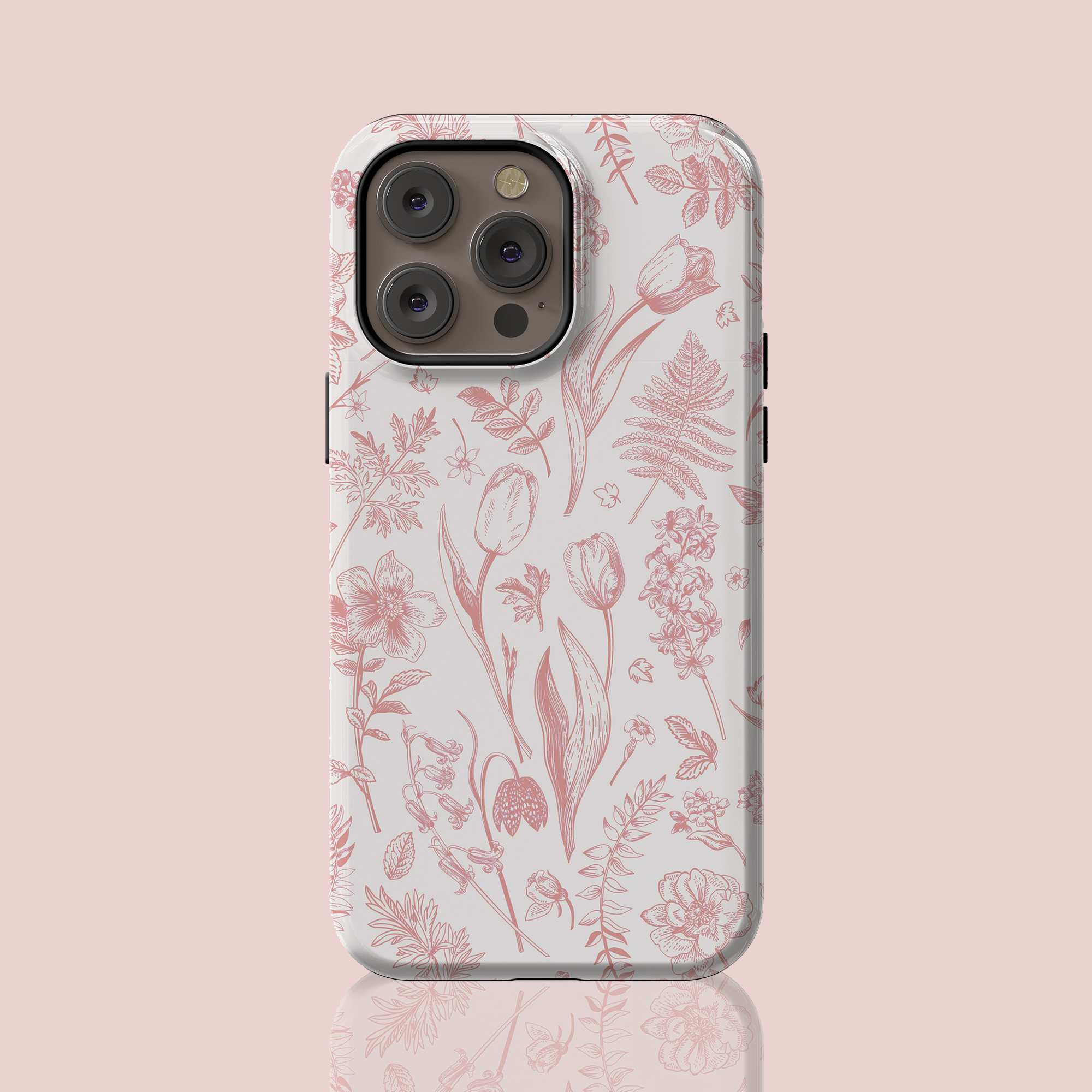 Aesthetic Pink Flowers Protective Phone Case, iPhone, Samsung