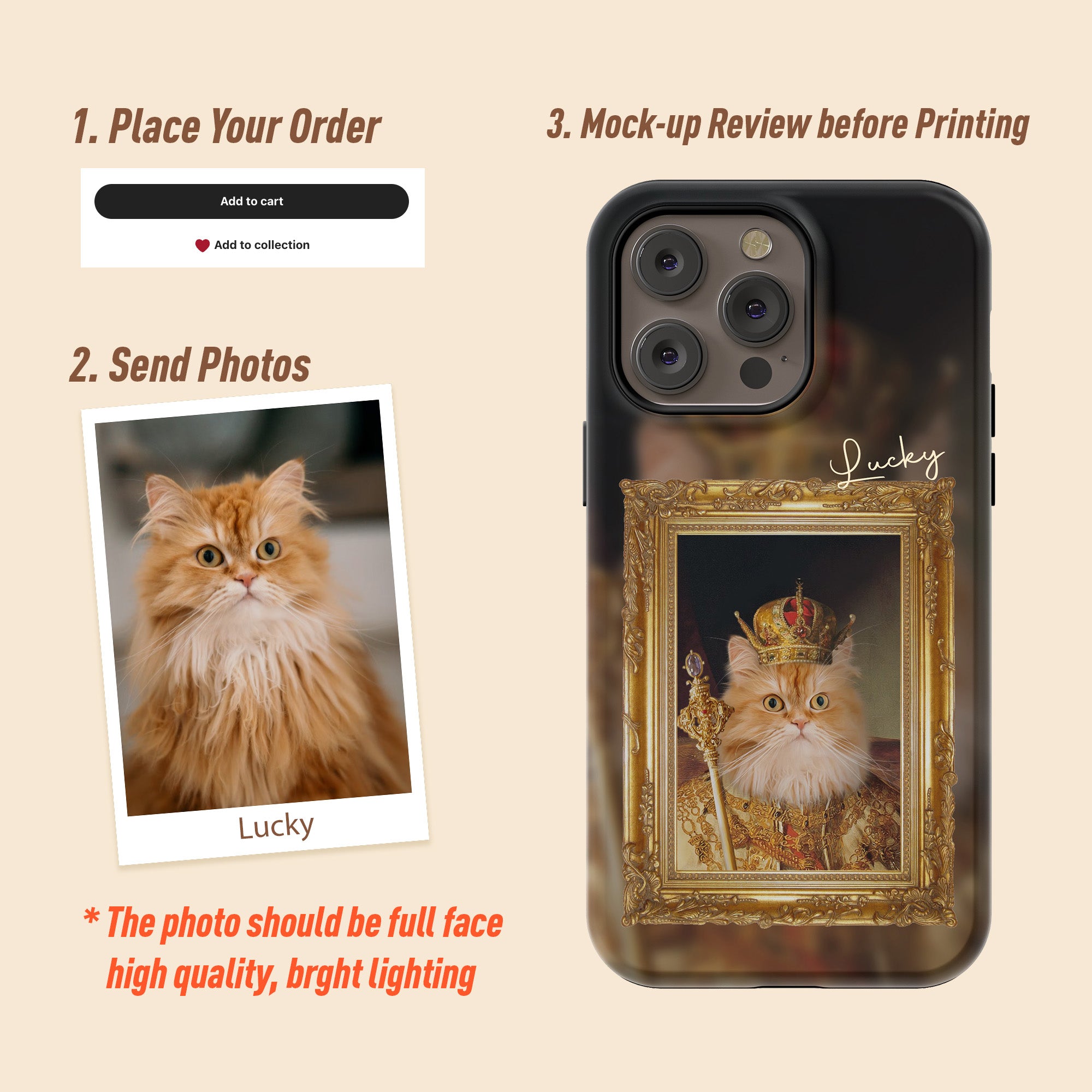 Custom Cat Dog Portrait Art Oil Painting Phone Case, Custom Royal Pet Portrait Case