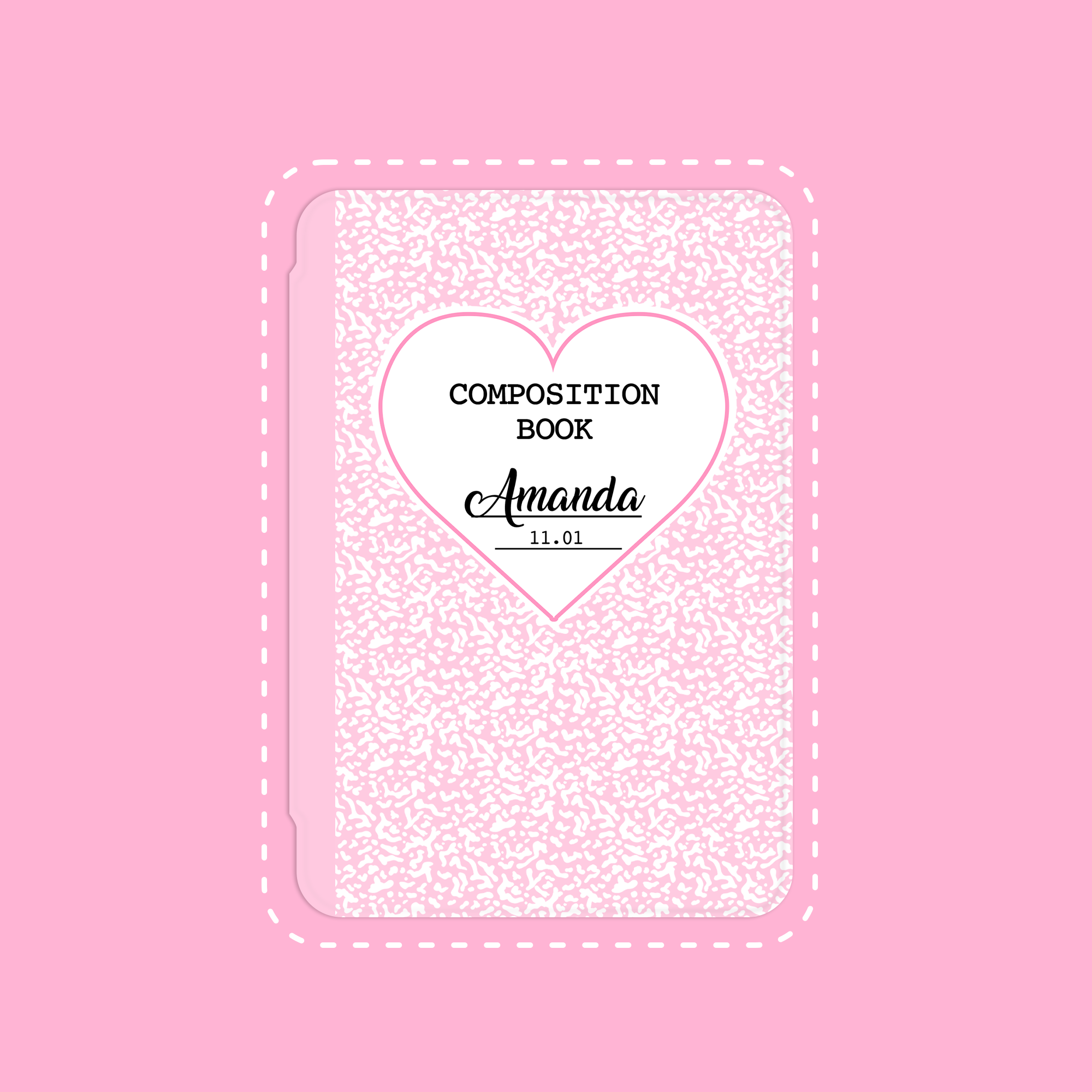 Pink Composition Notebook Custom Name iPad Case