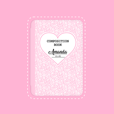 Pink Composition Notebook Custom Name iPad Case