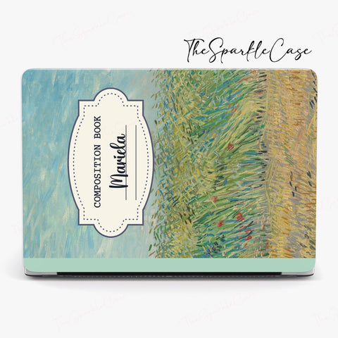 Custom Name Case Composition Book Van Gogh Aesthetic MacBook Case Wheatfield with Partridge