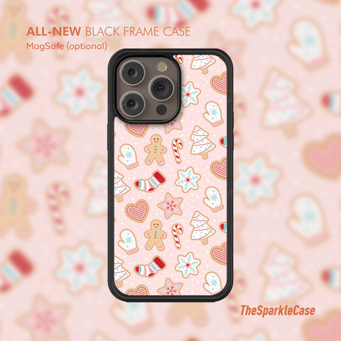 Pink Gingerbread Christmas Case, Cute ALL-NEW Black Frame case, MagSafe Case