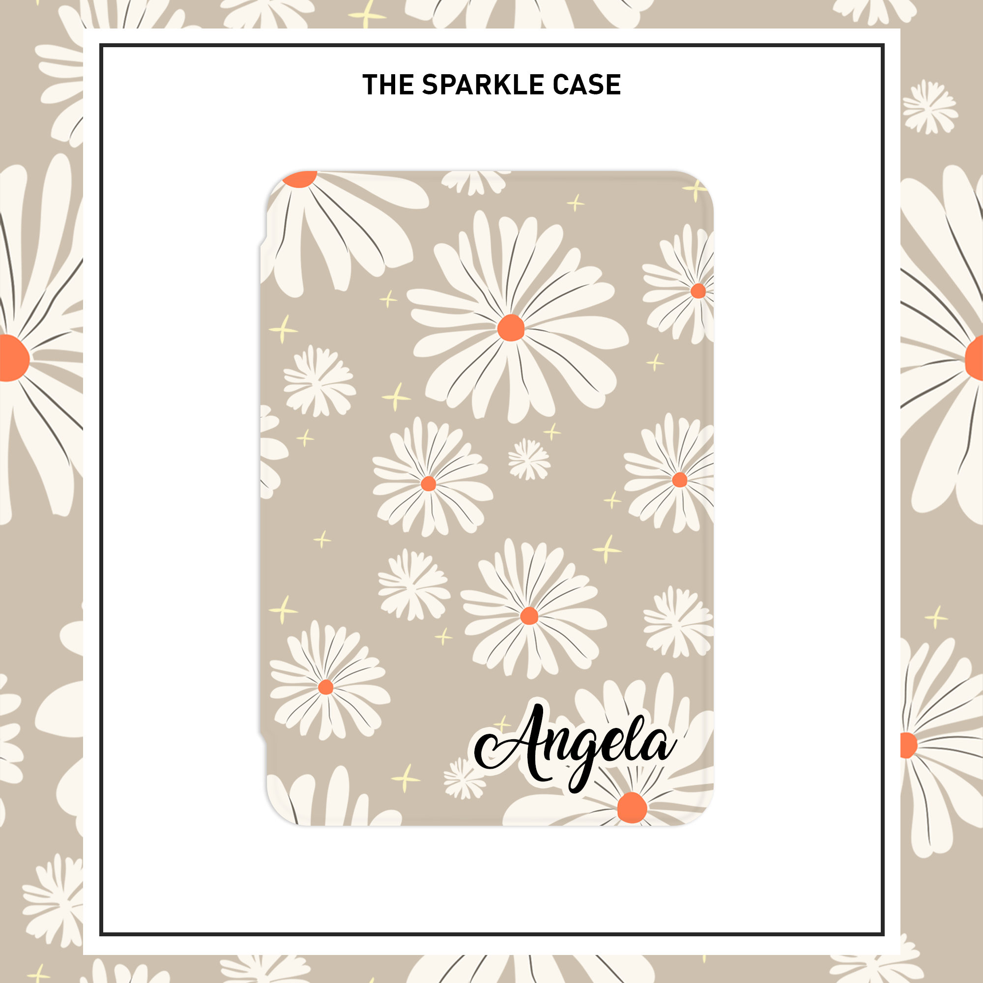 Beige Flowers Personalized Kindle Paperwhite Case