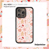 Pink Gingerbread Christmas Case, Cute ALL-NEW Black Frame case, MagSafe Case