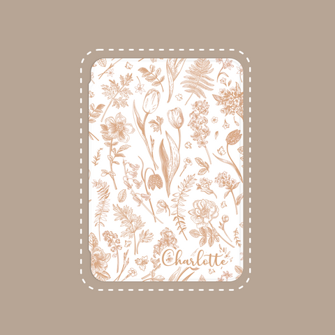 Beige Botanical Flowers Custom Monogram iPad Case