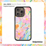 Colorful Floral ALL-NEW Black Frame case, Crayon Drawing MagSafe Case