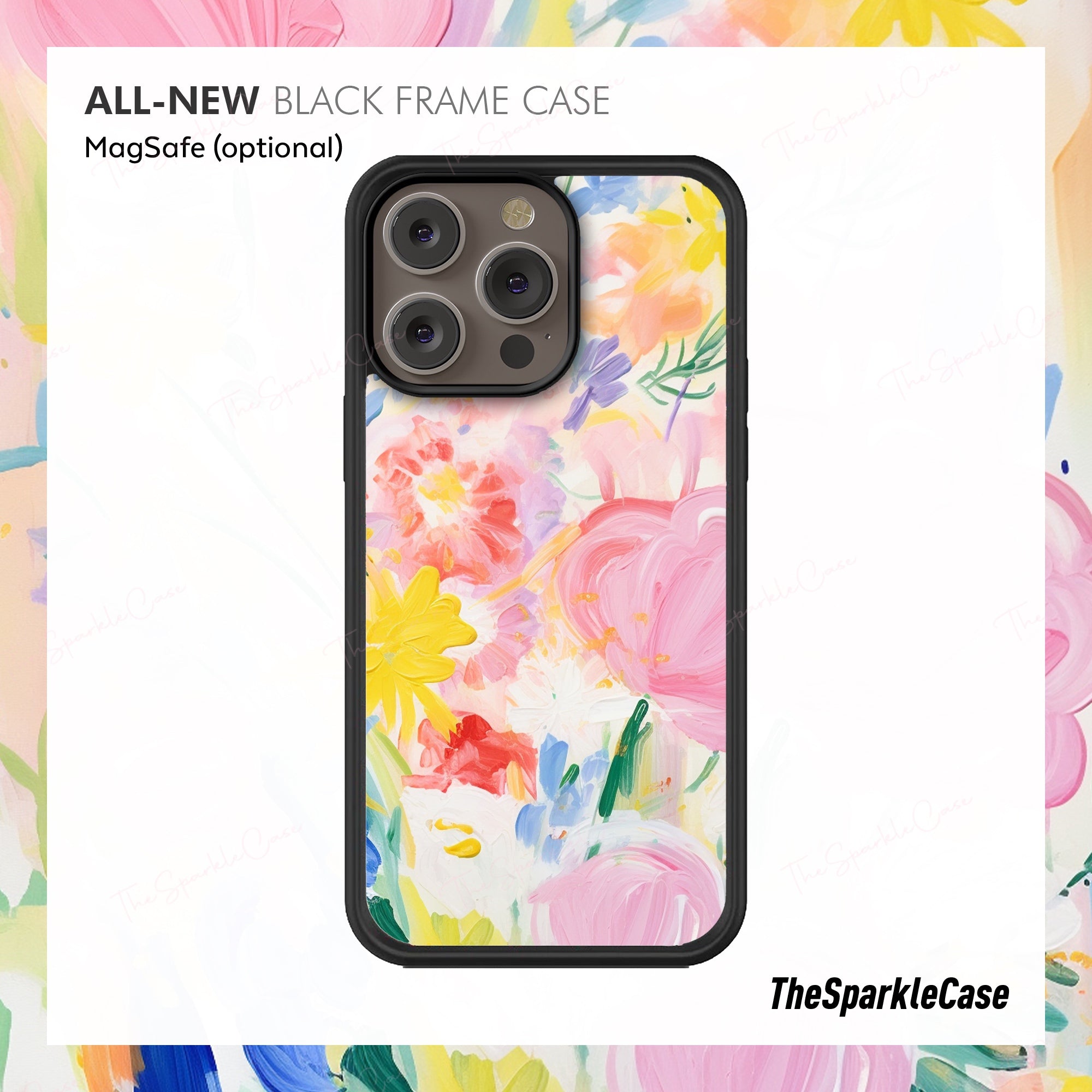 Crayon Floral Case, ALL-NEW Black Frame case, MagSafe Case