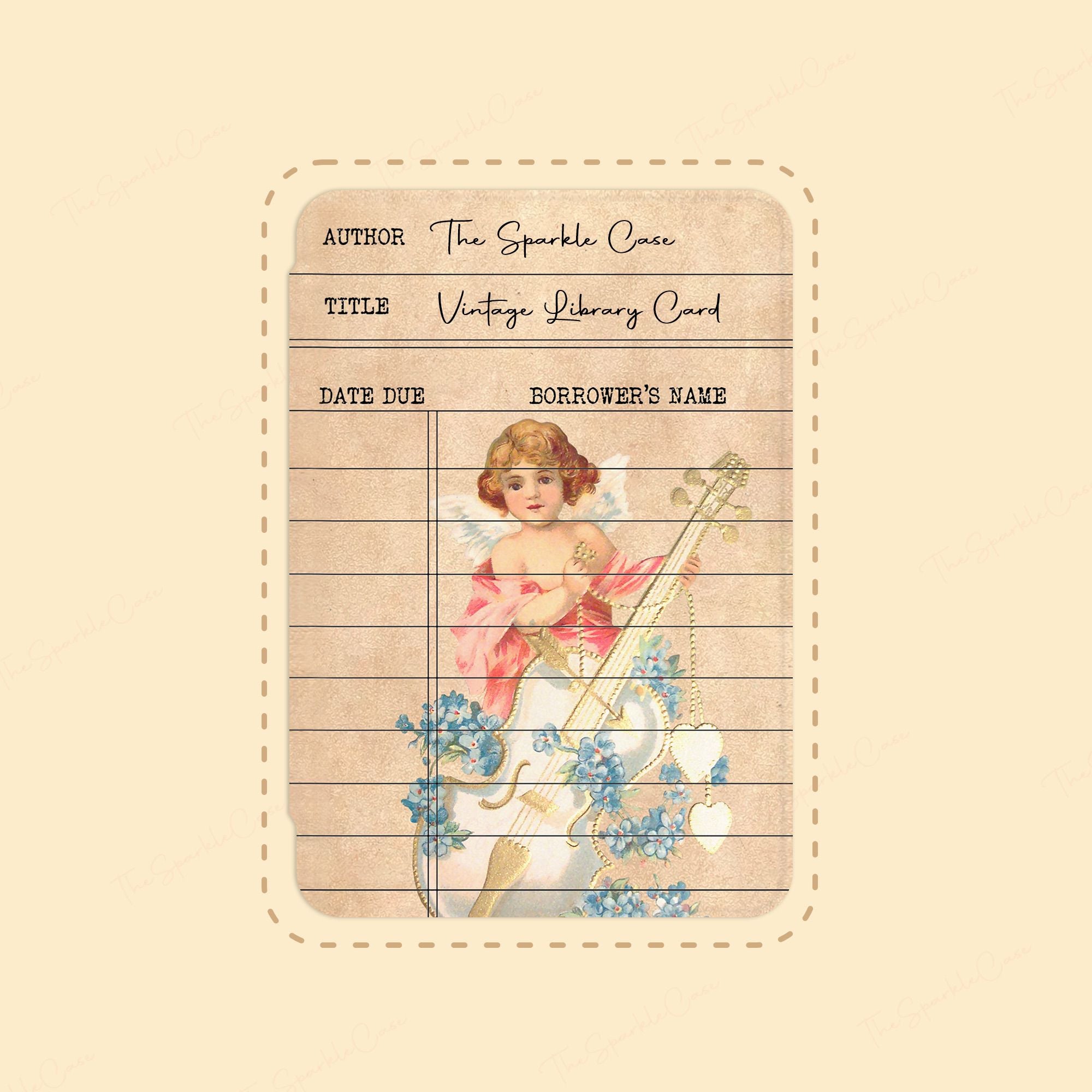 Vintage Library Cards iPad Case Cover Free Personalization Cello Girl