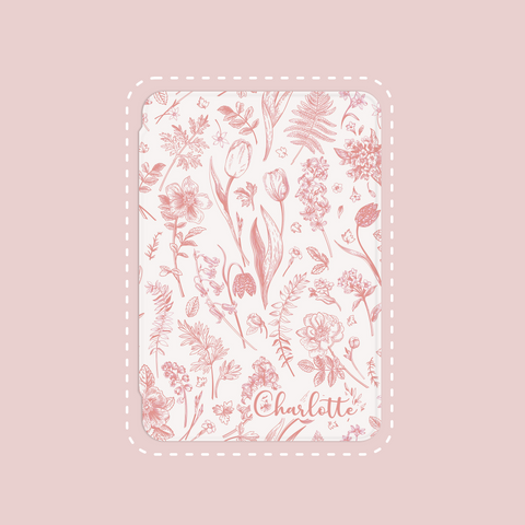 Pink Botanical Flowers Custom Monogram iPad Case