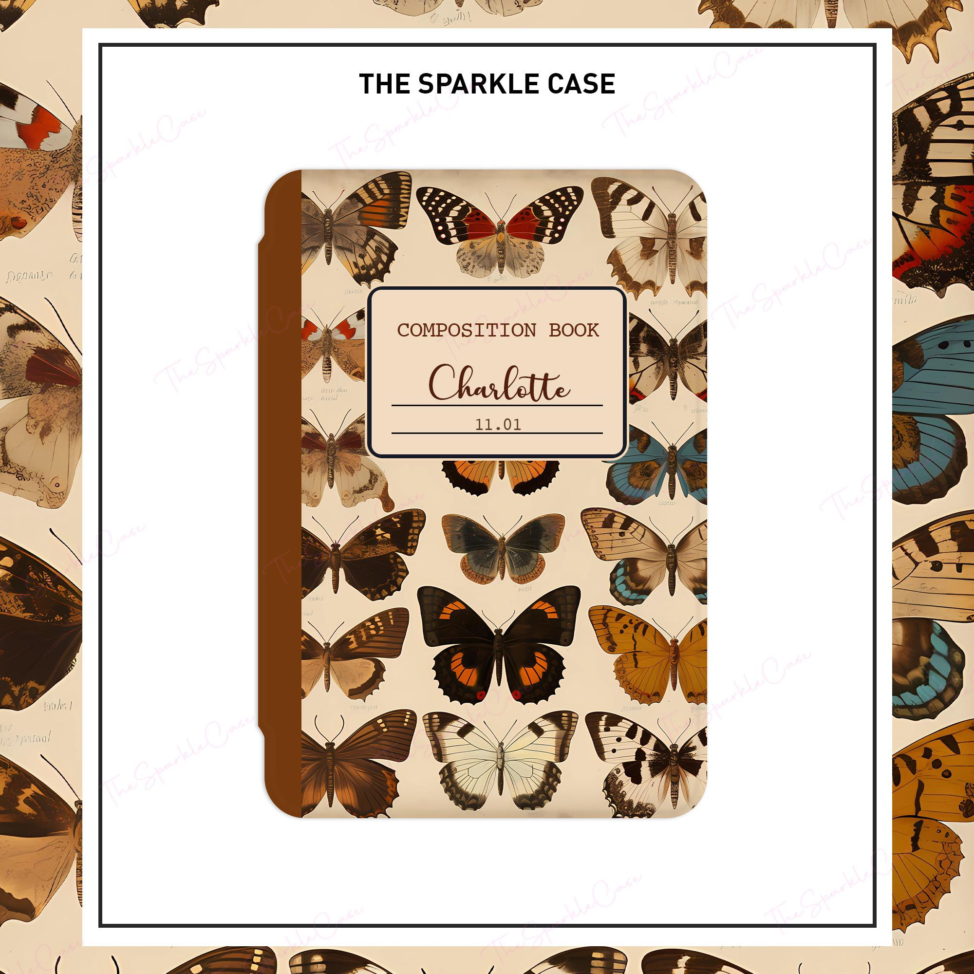 Vintage Butterflies Composition Book iPad Case Cover Free Personalization
