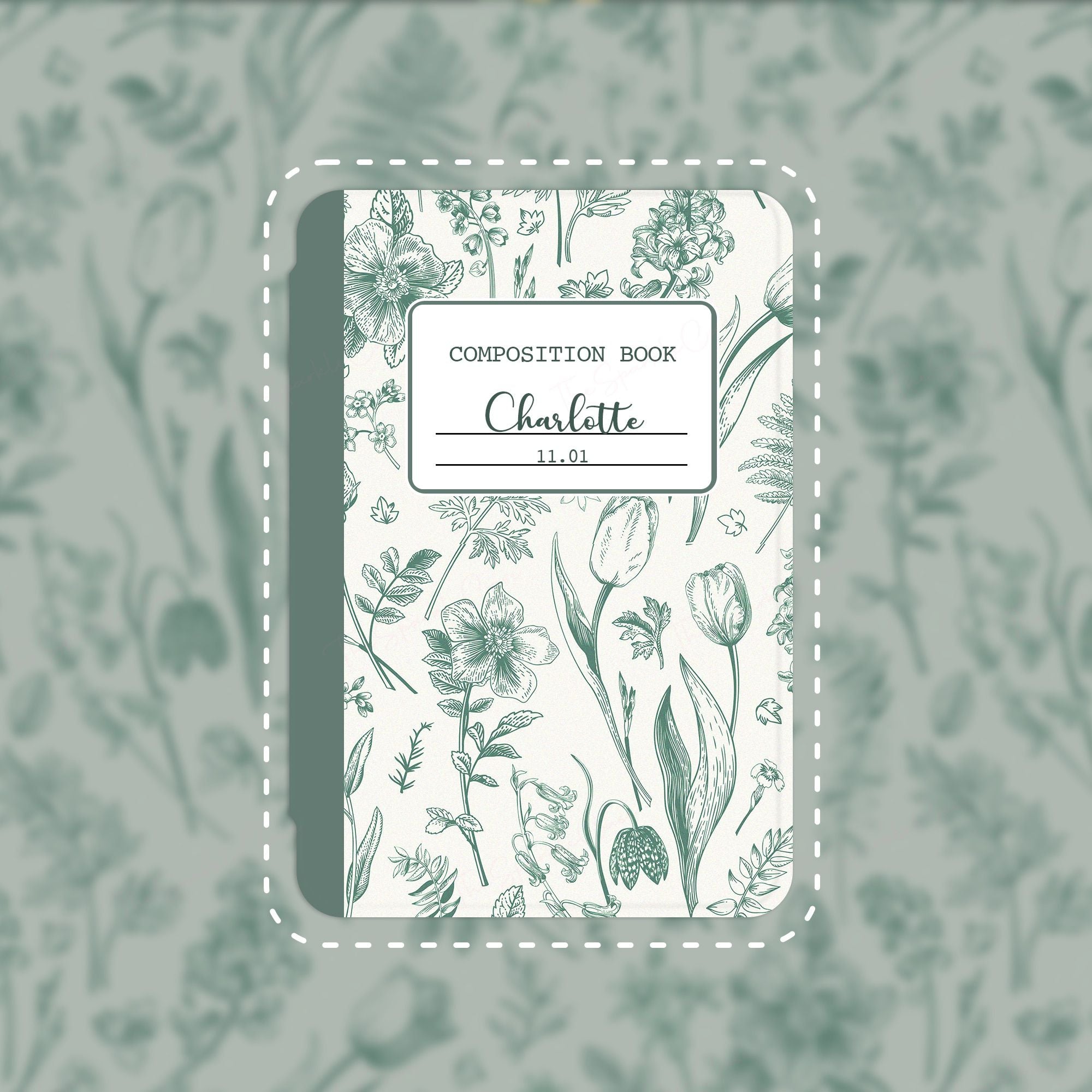 Custom Name Botanical Notebook Kindle Case Paperwhite Cover Free Personalization