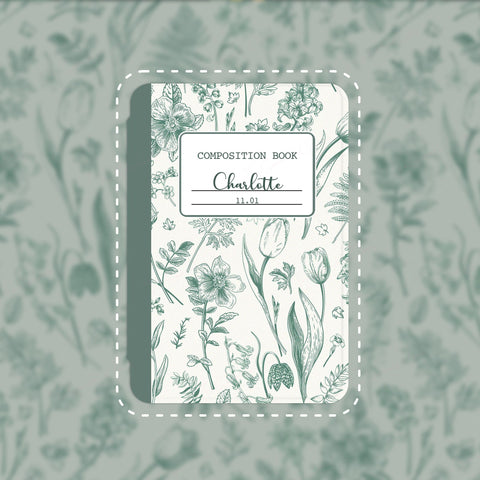 Custom Name Botanical Notebook Aesthetic iPad Case Cover Free Personalization