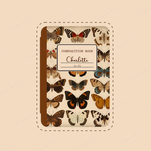 Vintage Butterflies Composition Book iPad Case Cover Free Personalization