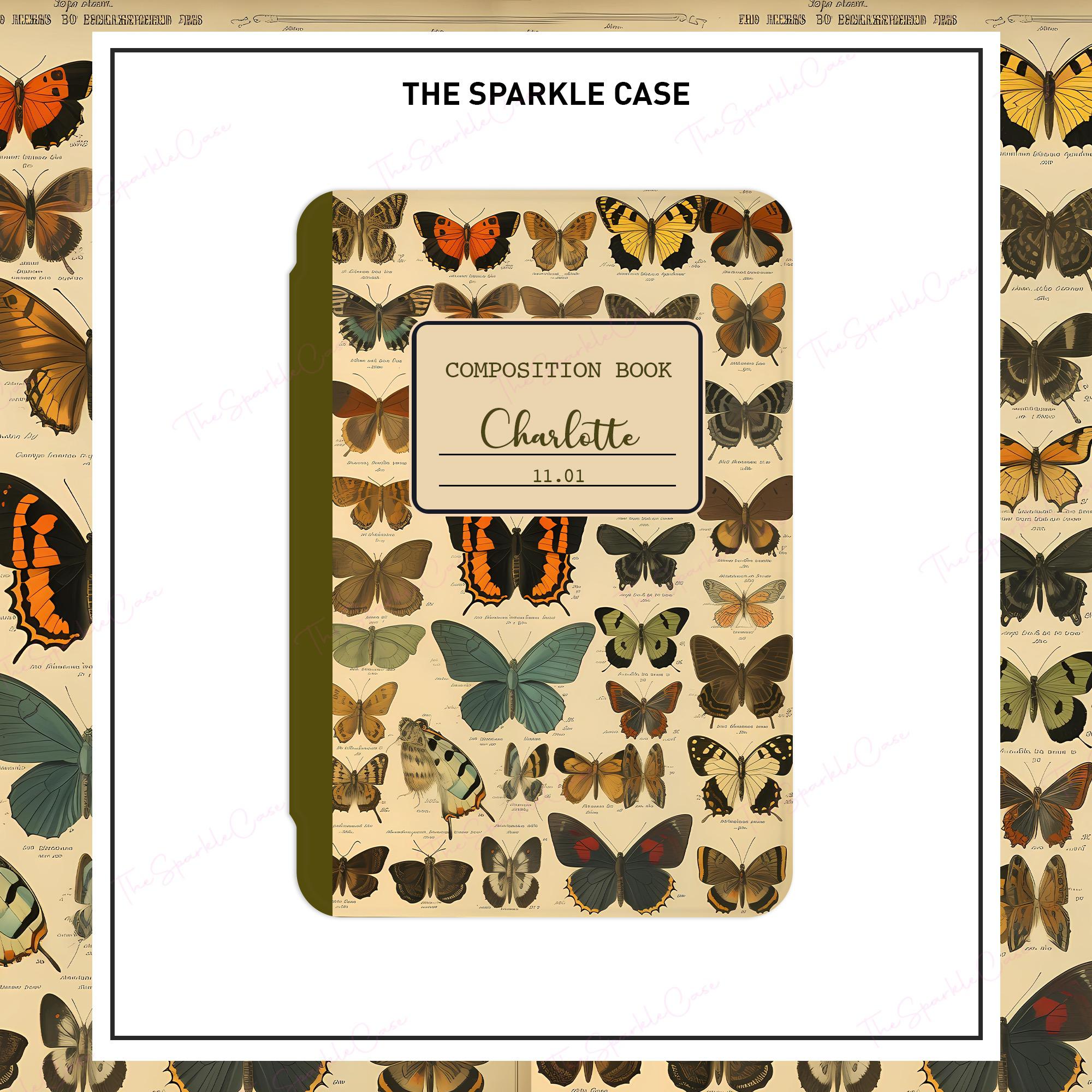 Vintage Butterflies Custom Composition Book iPad Case Cover Free Personalization