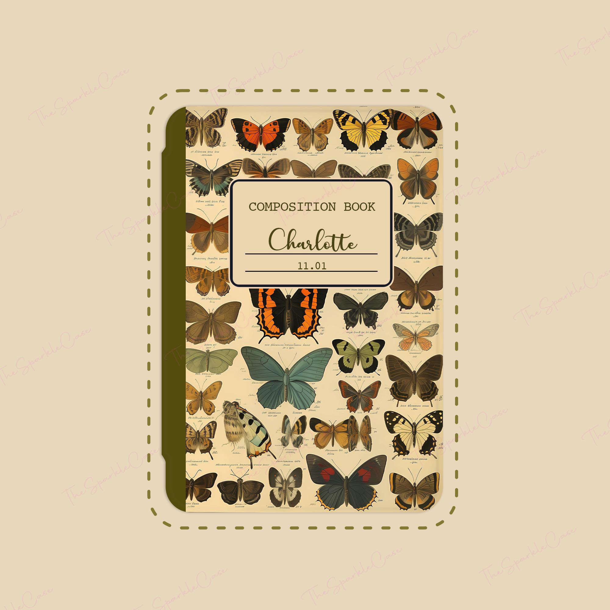 Vintage Butterflies Custom Composition Book Kindle Case Paperwhite Cover Free Personalization