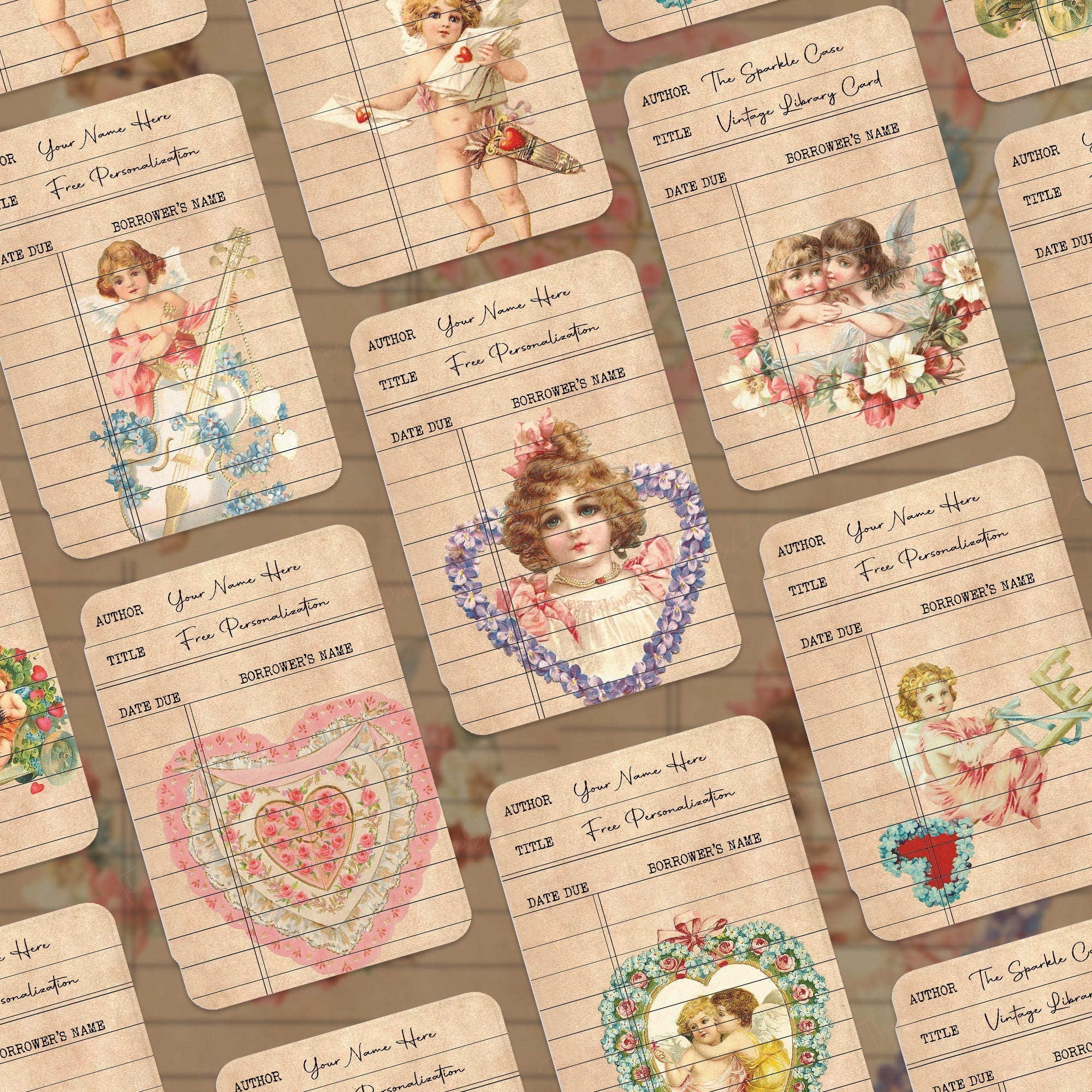 Vintage Library Cards iPad Case Cover Free Personalization Cute Angel