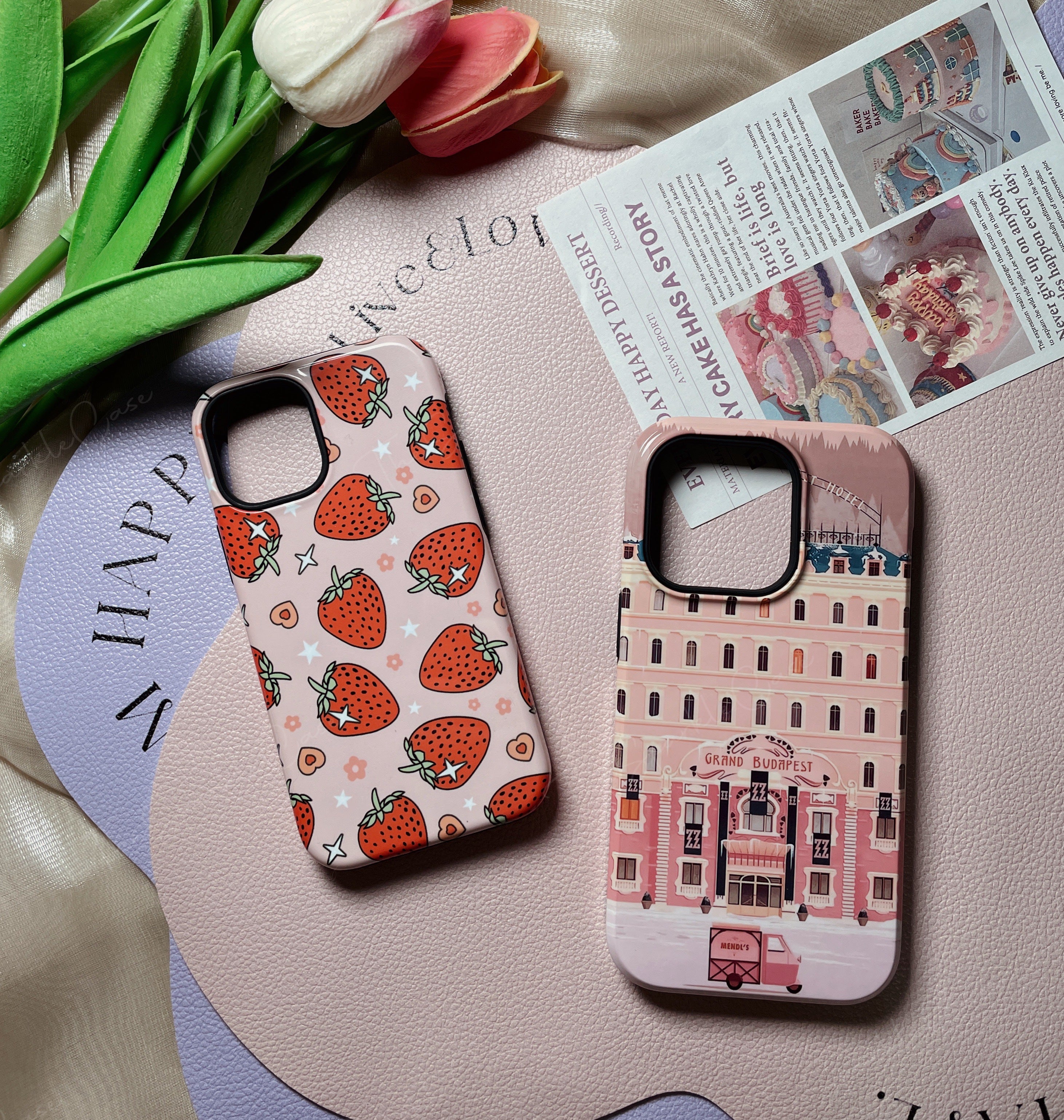 Pink Strawberry Android case for Samsung Galaxy S23, S23Plus, S22, S21 Ultra Samsung Phone Case