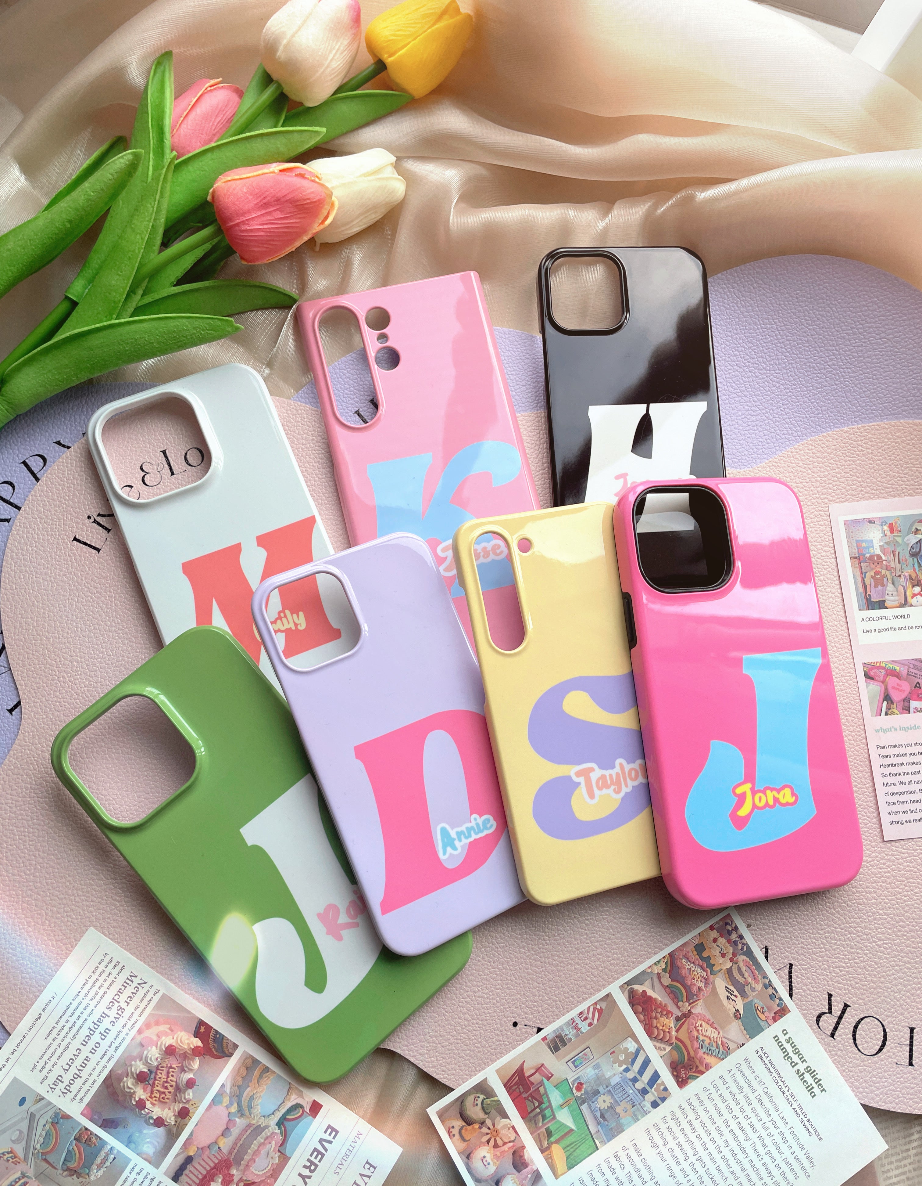 Big Custom initial Name iPhone Case Samsung Matching Cases