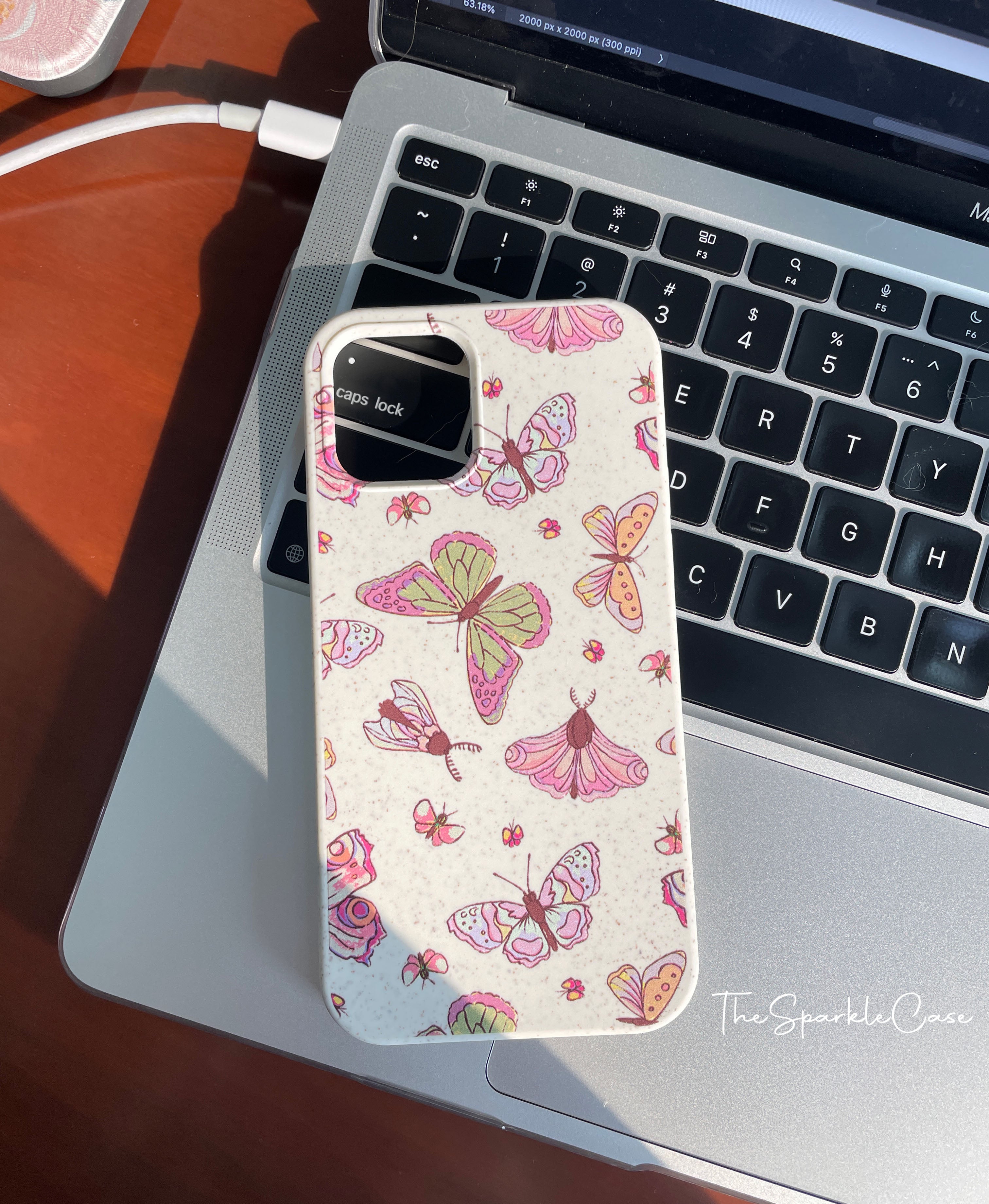 Sustainable Butterfly iPhone Case, Natural Texture