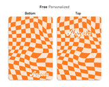 Personalized Orange Twist Checkerboard iPad Case