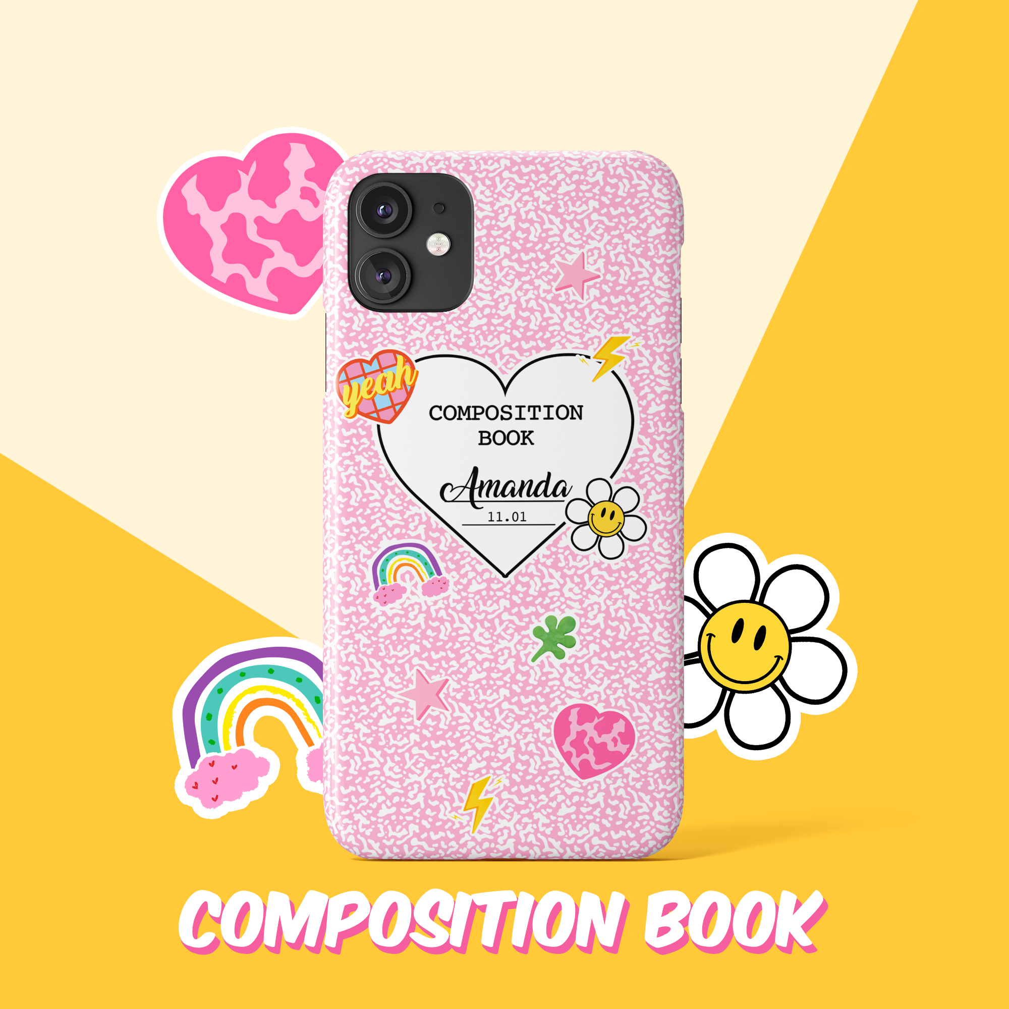 Pink Personalized Phone Case Cover Samsung Case Composition Book