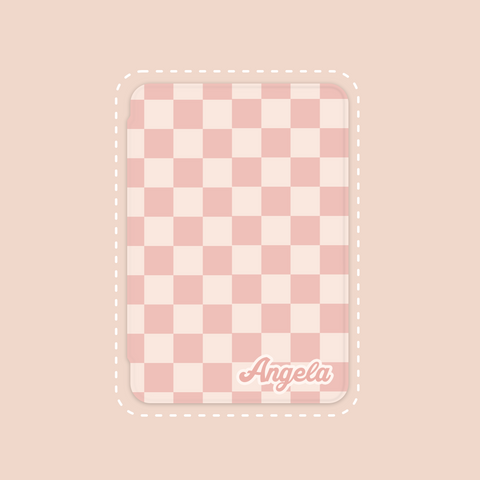 Retro Pink Checkerboard Custom Name iPad Case