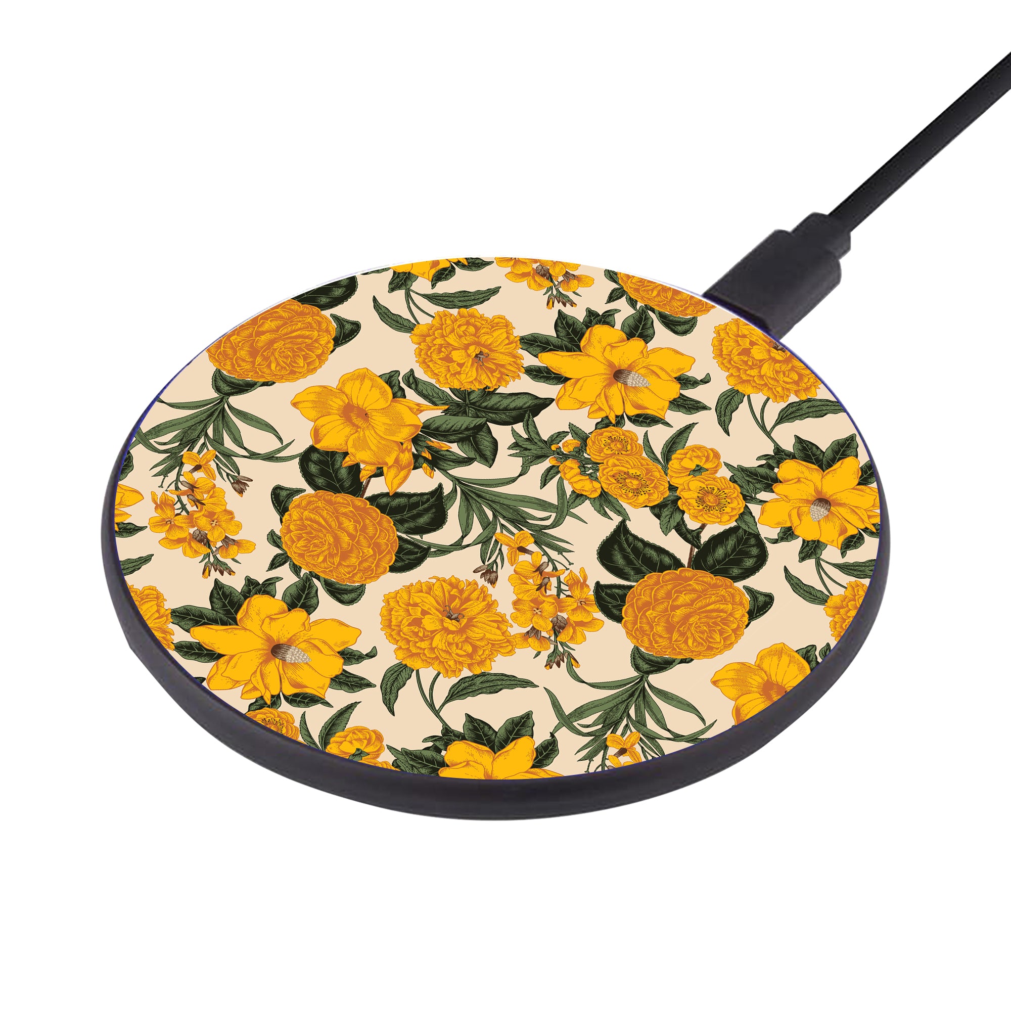 Retro Yellow Flowers Wireless Charger