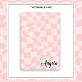 Pink Checkerboard Name Personalization iPad Case