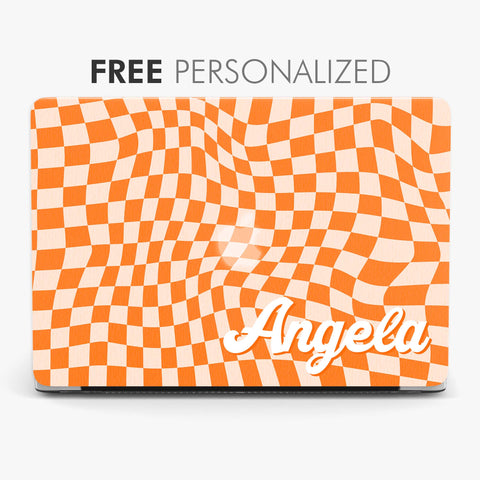 Custom Orange Twist Checkerboard MacBook Case