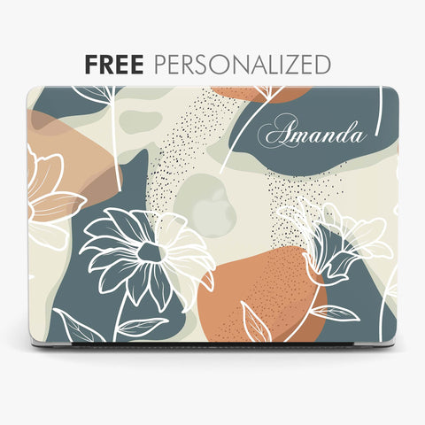 Personalized Model Pastel Printing Hard Rubberized Laptop Case Neutral White Flower Dots Cover MacBook Case