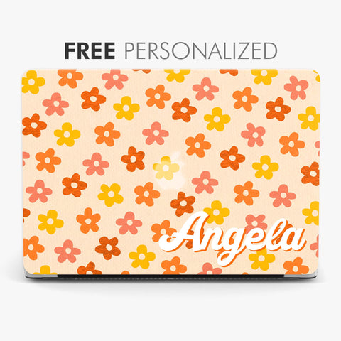 Retro Flowers Pattern MacBook Case