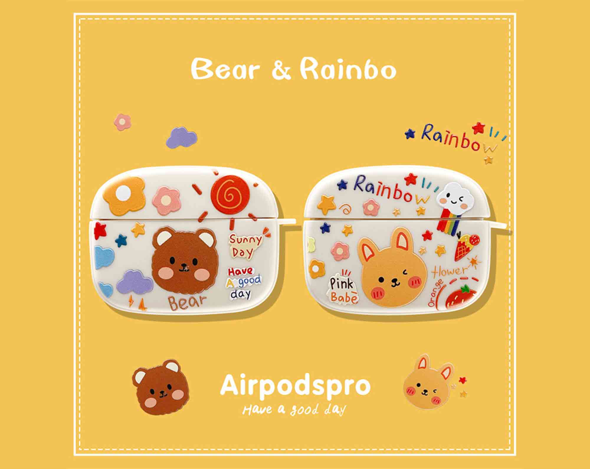 Bear and Rainbow AirPods Case
