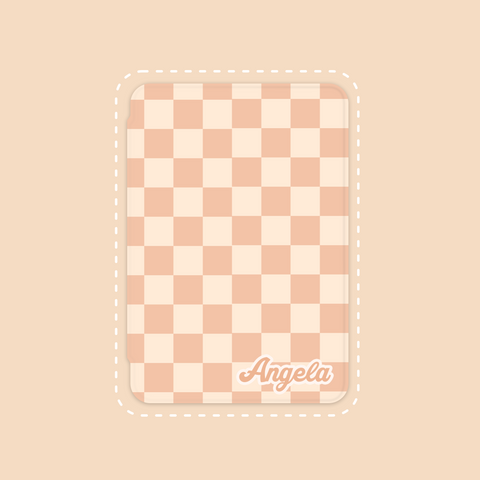 Retro Peach Orange Checkerboard Custom Name iPad Case