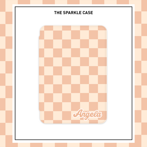 Retro Peach Orange Checkerboard kindle case Paperwhite case