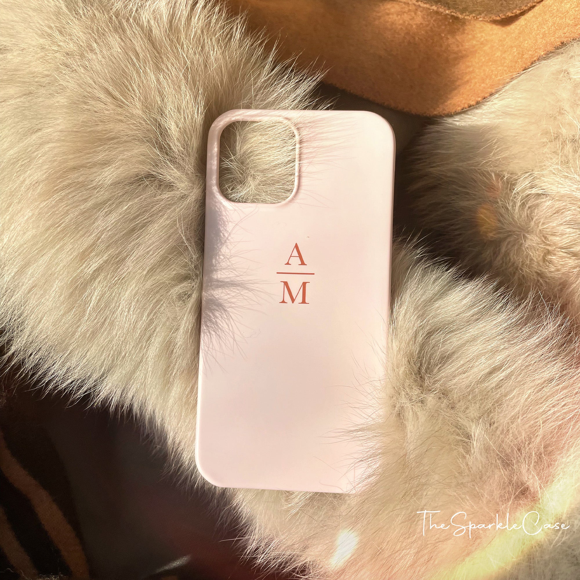 Modern Minimalist Pastel Pink and Monogram iPhone Samsung Case