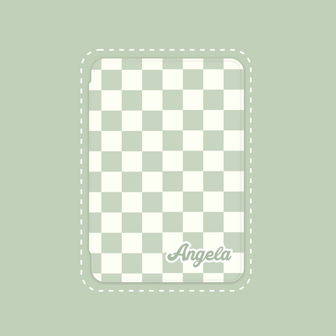 Retro Sage Green Checkerboard Custom Name iPad Case