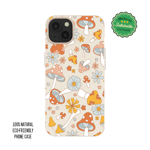 Sustainable y2k mushroom Natural Texture, Biodegradable iPhone Case