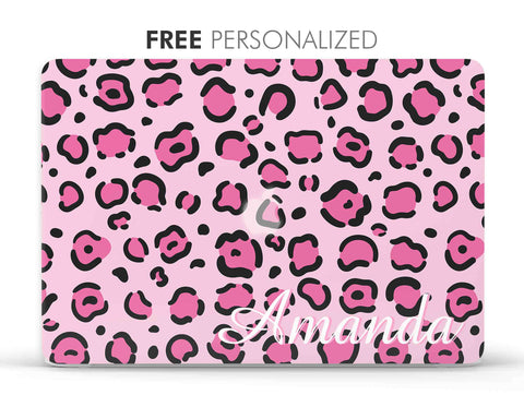 Custom Name Pink Leopard Personalized Hard MacBook Case