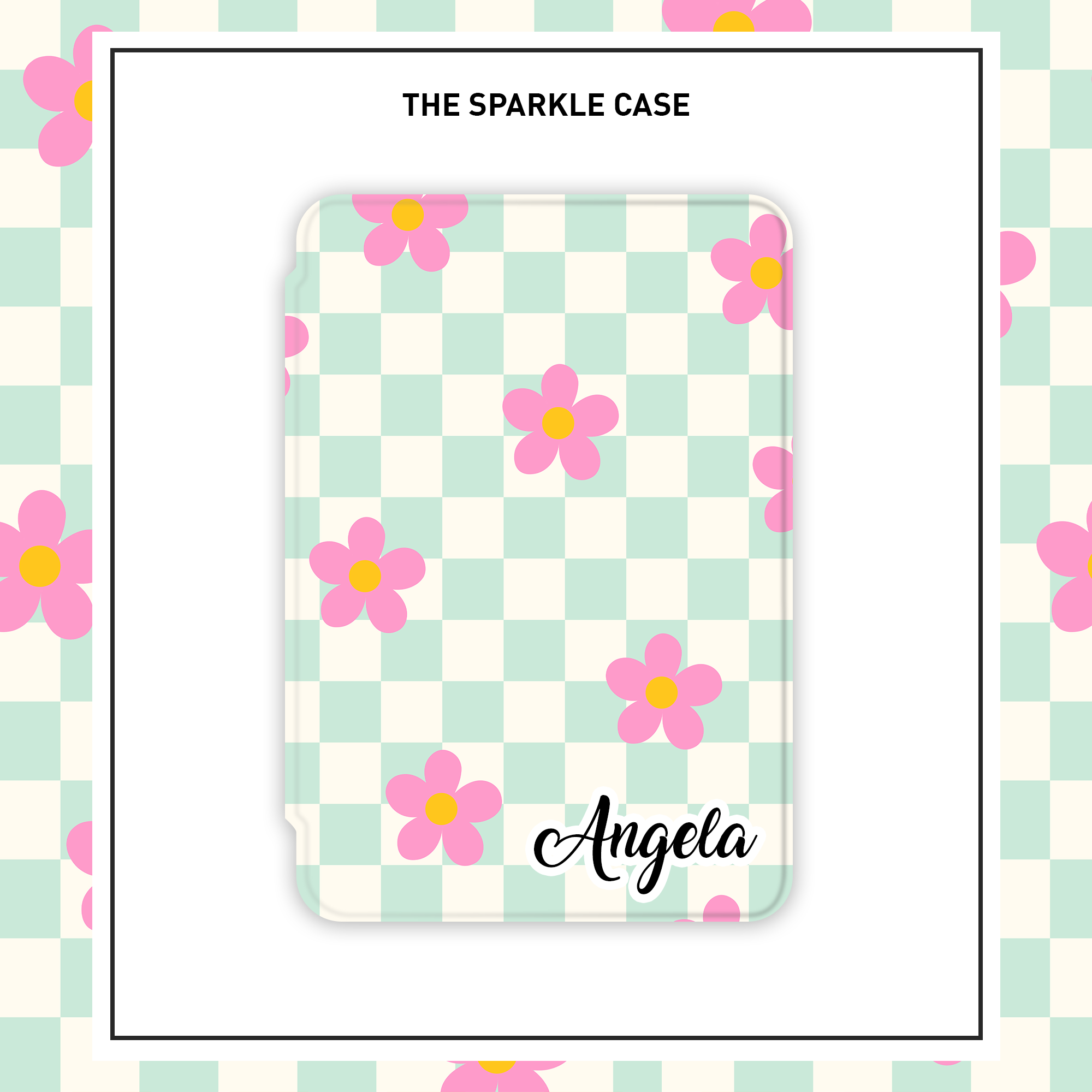 Custom Y2K Checkerboard Flowers Custom Name Kindle Case Kindle Paperwhite  Case, Free Personalization - The Sparkle Case