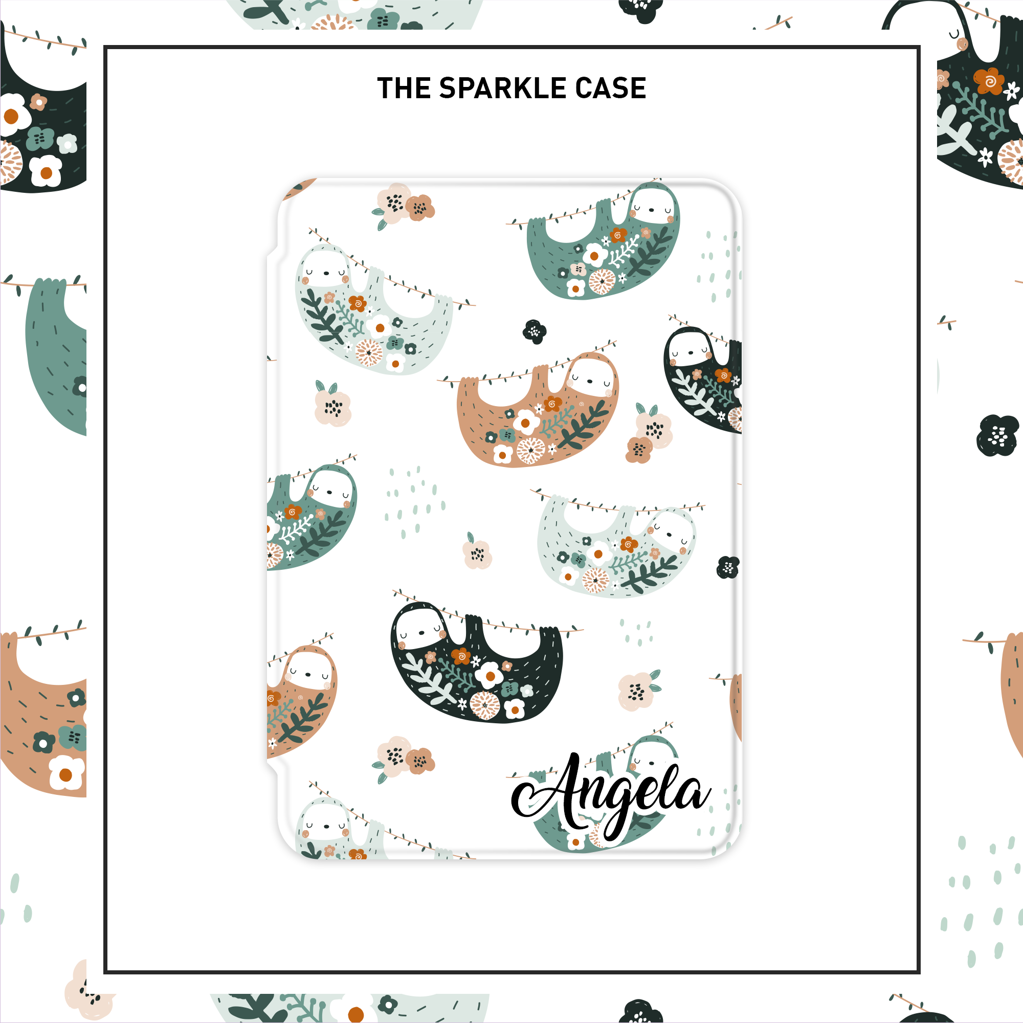 Cute Floral Sloths Kindle Case, Paperwhite Case