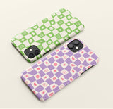 Custom Retro Checkerboard Phone Case, Personalized Groovy Case