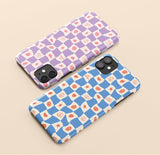 Custom Retro Checkerboard Phone Case, Personalized Groovy Case