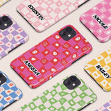 Custom Retro Checkerboard Phone Case, Personalized Groovy Case