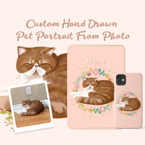 Hand Draw Pet Portrait Custom Photo birthday gift iPad Case