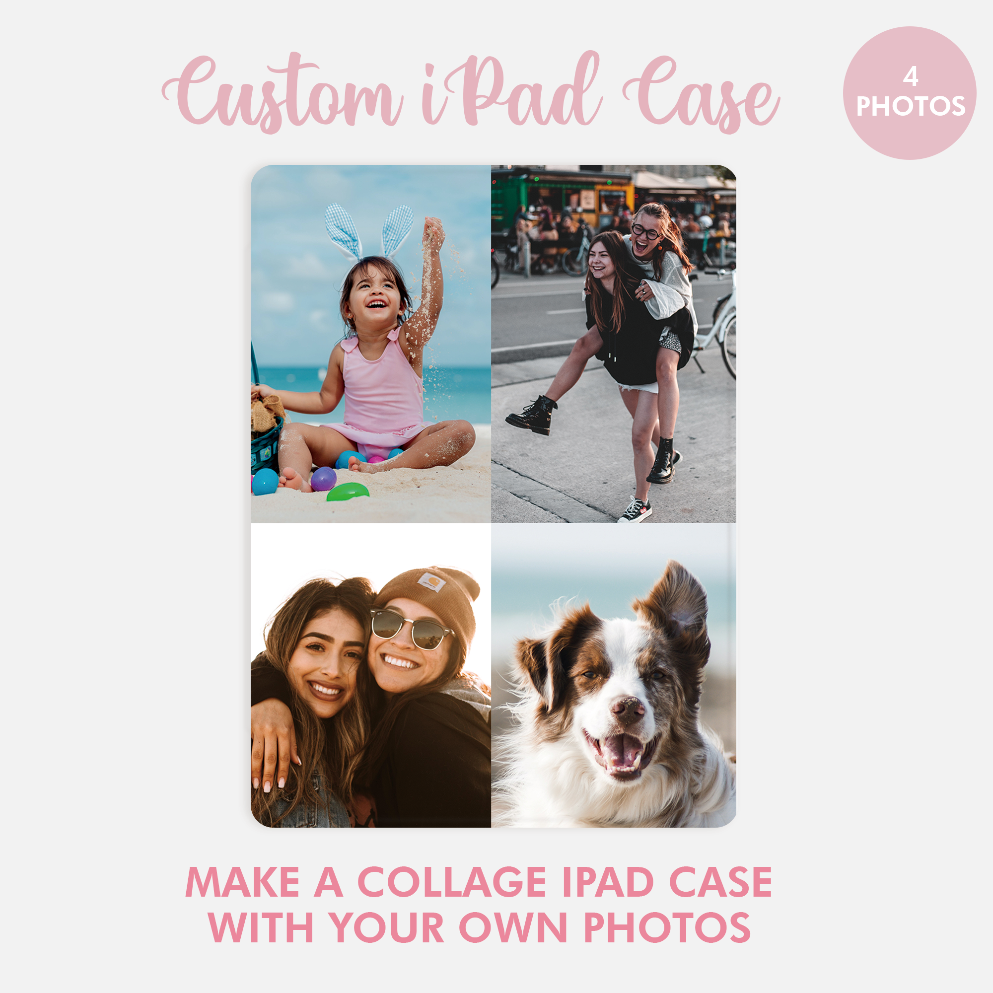 Make Your Own iPad Case with Four Photos - Personalized Gift, Custom Photos iPad Case