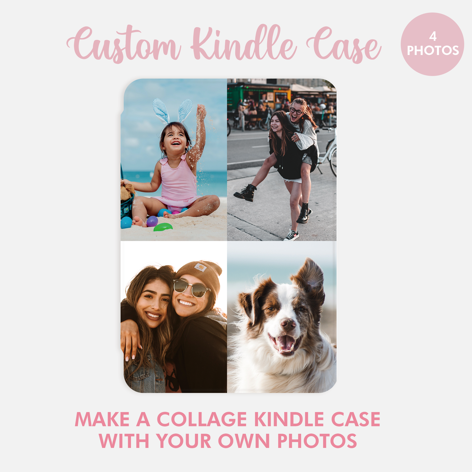 Your photo Collage Kindle custom case, Create Your Own Kindle Case with Family Photos (4 photos)